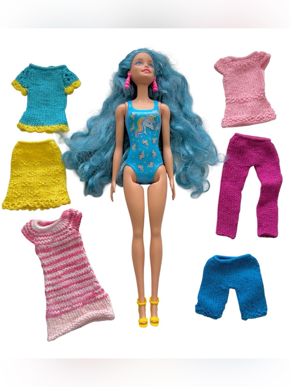 Mattel Barbie Color Reveal Neon Tie-Dye doll with Knitted Outfits